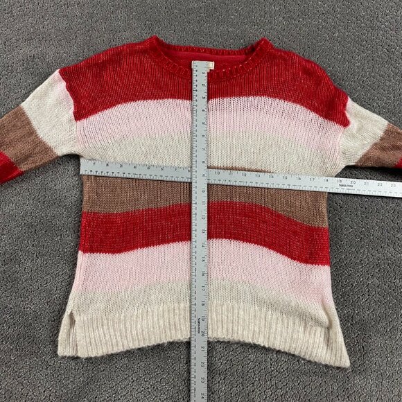 Fat Face Alpaca Wool Blend Sweater Women's Size 4 Stripe Red Pink Brown White - Picture 6 of 12